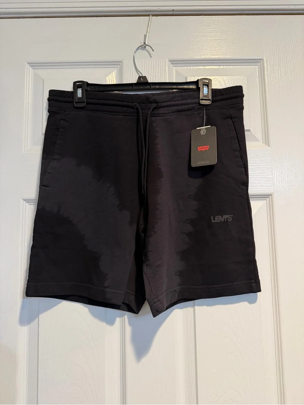 Levi's Black Men's Tie-Dye Effect Athletic Drawstring Shorts